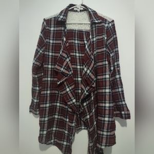 Sweet Habit plaid long  shirt Cardigan